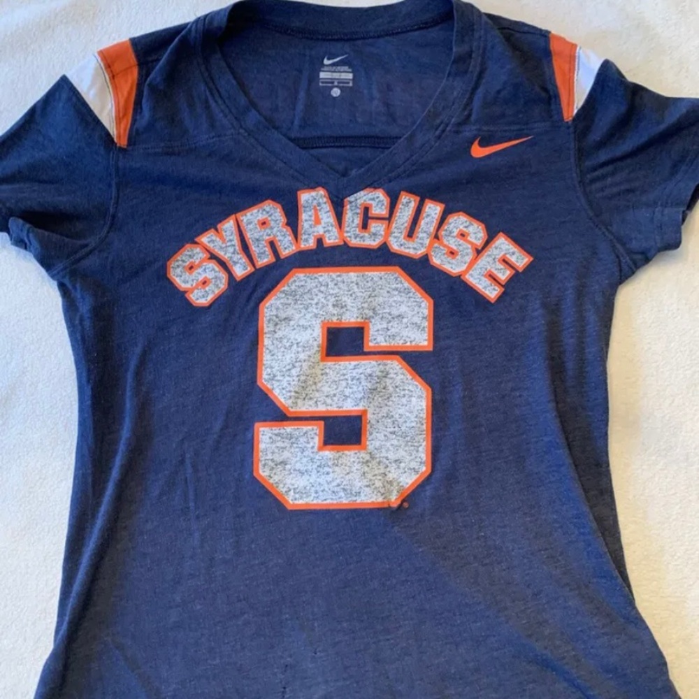 Nike Syracuse Womens Tshirt Size L Blue And Orange Number 1 Fan Team Active
